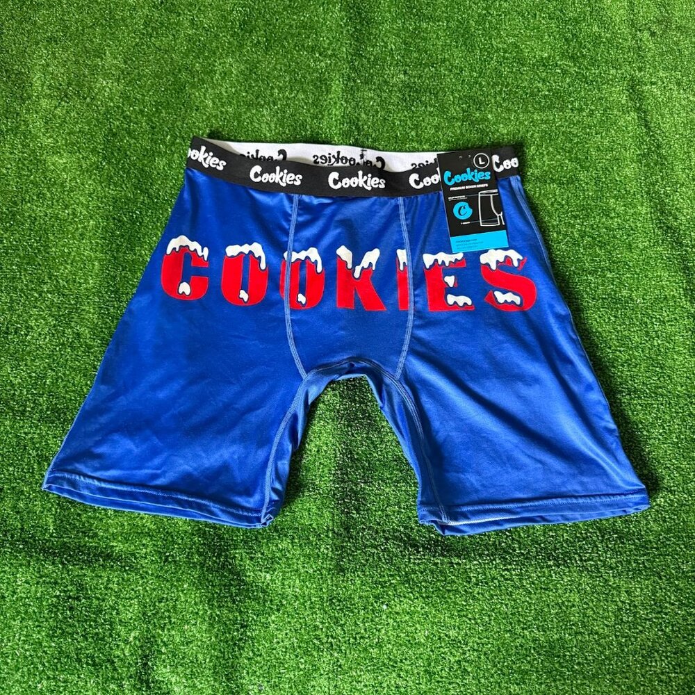 Cookies Frosty Snow Blue Soft Microfiber Funny Premium Boxer Briefs Size L NWT